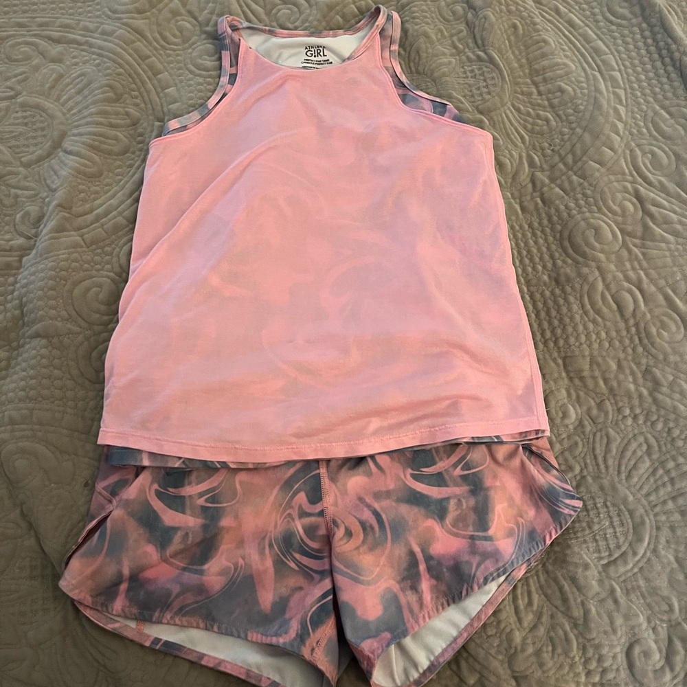 Athleta Kids Pink and Gray Matching Set
